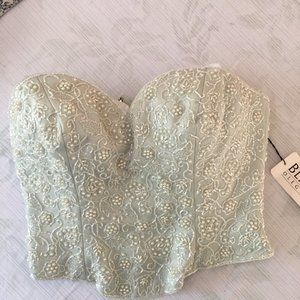 OLEG CASSINI BlackTie beaded bustier  Celedon Size M